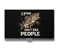 I Fish So I Don't Kill People Metal Business Credit Card Holder Wallet Case for Men Women Slim