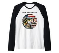 I Fish Therefore I Am, Angler U. S. Flag Patriot Raglan Baseball Tee