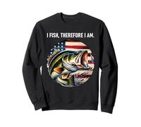 I Fish Therefore I Am, Angler U. S. Flag Patriot Sweatshirt