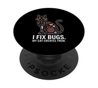 I Fix Bugs My Cat Creates Them Coding Cat PopSockets Adhesive PopGrip