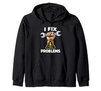 I Fix Problems Mechanic Wrench Graphic Zip Hoodie