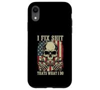 I Fix Shit Thats What I Do Mechanic Funny Patriotic US Flag Case for iPhone XR