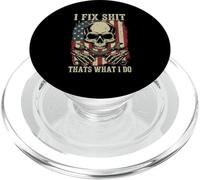 I Fix Shit Thats What I Do Mechanic Funny Patriotic US Flag PopSockets PopGrip for MagSafe