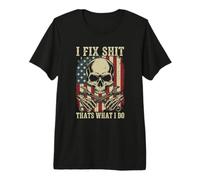 I Fix Shit Thats What I Do Mechanic Funny Patriotic US Flag Premium T-Shirt