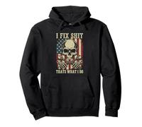 I Fix Shit Thats What I Do Mechanic Funny Patriotic US Flag Pullover Hoodie