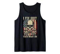 I Fix Shit Thats What I Do Mechanic Funny Patriotic US Flag Tank Top