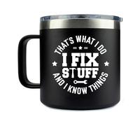 I Fix Stuff - Funny Travel Mug With Handle For Dads - Dad Gifts - Best Dad Birthday Gift - Gifts For Dad From Daughter - Cool Gifts For Dad - Christmas Gifts For Dad - Dad Gifts From Daughter