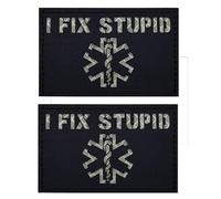 I Fix Stupid IR Infrared Reflective Patch EMT Star of Life Paramedic Medic Medical Patches Laser Cut Patch Hook and Loop Applique Stickers Tactical Military Morale Armband Emblem Badges Appliqué