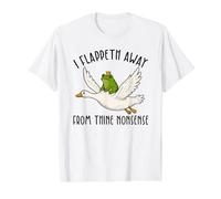 I Flappeth Away from Thine Nonsense Funny Frog Meme Value Graphic T-Shirt, Men, White, XL