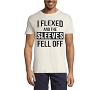 I Flexed and The Sleeves Fell Off Funny Bodybuilding Crew Neck Cotton Men's T-Shirt Natural X-Large