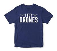I Fly Drones Boys T Shirt Funny Flying Drone Pilot Quadcopter Tee Top Kids, 3-4 Years, Navy