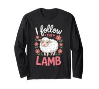I Follow The Lamb Cute Christian Sheep Design Long Sleeve T-Shirt