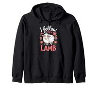 I Follow the Lamb Cute Christian Sheep Design Zip Hoodie