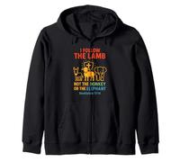 I Follow The Lamb Not Donkey or Elephant Christian Faith Zip Hoodie