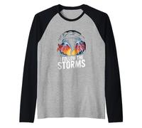 I Follow The Storms Tornado Storm Chaser Weather Raglan Baseball Tee