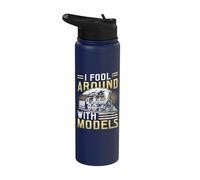 I Fool Around with Models Railroad Train Lovers Locomotive Stainless Steel Insulated Water Bottle