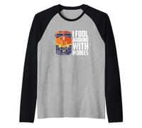I Fool Around with Models Train Lover Diesel Locomotive Raglan Baseball Tee