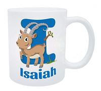 I for Isaiah, I for Ibex Themed Boys Personalised Plastic Unbreakable Kids Cup/Mug, Toddler Cup