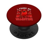 I Found My Valentine Cardinal Bird Cute Hearts Floral Roses PopSockets Adhesive PopGrip
