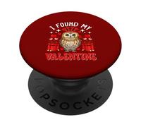 I Found My Valentine Owl Bird Lover Cute Hearts Floral Roses PopSockets Adhesive PopGrip