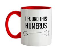 I Found This Humerus - 11oz - Ceramic Two-Tone Mug for Coffee/Tea - Red/White - One Size