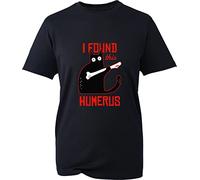 I Found This Humerus Cat Halloween T-Shirt Funny Humour Bone Slogan Funny Cat Lovers Scary Nightmare Adult Kids Unisex Tee Top (Black, L)