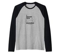 I Found This Humerus: Punny Bones Anatomy Joke Raglan Baseball Tee, Men, Black/Athletic Heather, M