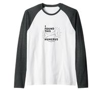 I Found This Humerus: Punny Bones Anatomy Joke Raglan Baseball Tee, Men, Dark Heather/White, XXL