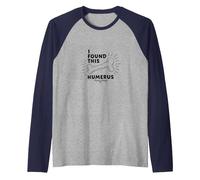 I Found This Humerus: Punny Bones Anatomy Joke Raglan Baseball Tee, Men, Navy/Athletic Heather, L