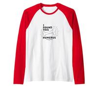 I Found This Humerus: Punny Bones Anatomy Joke Raglan Baseball Tee, Men, Red/White, M