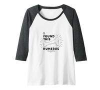 I Found This Humerus: Punny Bones Anatomy Joke Raglan Baseball Tee, Women, Dark Heather/White, XXL