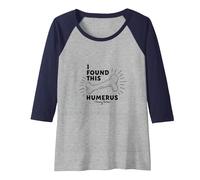 I Found This Humerus: Punny Bones Anatomy Joke Raglan Baseball Tee, Women, Navy/Athletic Heather, M