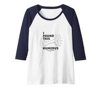 I Found This Humerus: Punny Bones Anatomy Joke Raglan Baseball Tee, Women, Navy/White, S