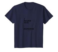 I Found This Humerus: Punny Bones Anatomy Joke T-Shirt, Kids, Navy, 8 Years