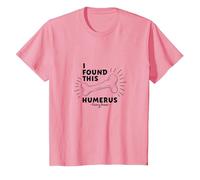 I Found This Humerus: Punny Bones Anatomy Joke T-Shirt, Kids, Pink, 8 Years