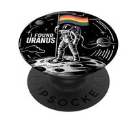 I Found Uranus Rainbow Spaceman Astronaut Pride Flag Mens PopSockets Adhesive PopGrip