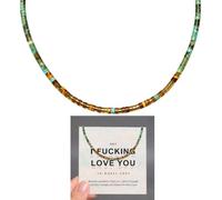 I Fucking Love You Morse Code Necklace, Hidden Message Necklace for Womens | Morse Code Necklace, Hidden Secret Message Design, Natural Stone Heishi Bead, Boho Beaded Choker, Personalized Unique Gift