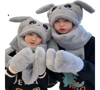 i-furzone Funny Plush Bunny Hats Ear Moving Jumping Hat Warm Rabbit Hat Christmas Party Cosplay Cute Animal Hats (Grey, Adult Style (Fit for 12-over 12 Years Old))