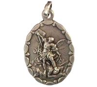 I G J 925 STERLING SILVER SAINT MICHAEL THE ARCHANGE - OVAL SHAPE MEDAL - PATRON SAINT OF POLICE - 100% MADE IN ITALY