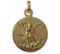 I G J 925 STERLING SILVER SAINT MICHAEL THE ARCHANGEL MEDAL - GOLD PLATED (GUARANTEED) - 100% MAD IN ITALY (Medium Size)