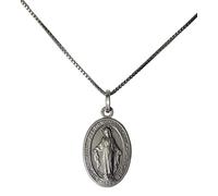 I G J 925 STERLING SILVER THE MIRACULOUS MEDAL WITH CHAIN- THE ORIGINAL ONE - 100% MADE IN ITALY - THE PATRON SAINTS MEDALS