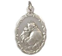 I G J SAINT ANTHONY OF PADUA WITH JESUS CHILD OVAL SHAPE MEDAL - 100% MADE IN ITALY - THE PATRON SAINTS MEDALS