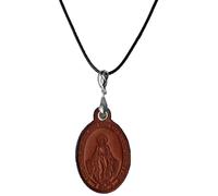 I G J THE MIRACULOUS MEDAL - THE ORIGINAL ONE - IN REAL LEATHER WITH A CORD LACE - HANDMADE IN ITALY