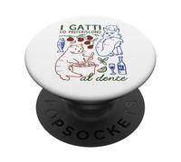 I gatti lo preferiscono al dente Funny Italian Pasta Cat PopSockets Adhesive PopGrip