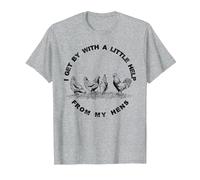 I Get by with a Little Help from My Hens Chicken Lovers T-Shirt, Men, Heather Grey, XX-Large