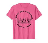 I Get by with a Little Help from My Hens Chicken Lovers T-Shirt, Men, Pink Heather, XX-Large