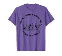 I Get by with a Little Help from My Hens Chicken Lovers T-Shirt, Men, Purple Heather, XX-Large