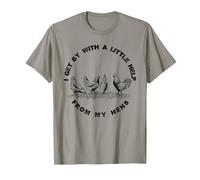 I Get by with a Little Help from My Hens Chicken Lovers T-Shirt, Men, Slate Grey, X-Large
