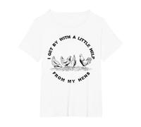 I Get by with a Little Help from My Hens Chicken Lovers T-Shirt, Women's Plus, White, 1X
