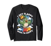 I Get Flappy When I'm Happy Cute Autism Awareness Bird Long Sleeve T-Shirt
